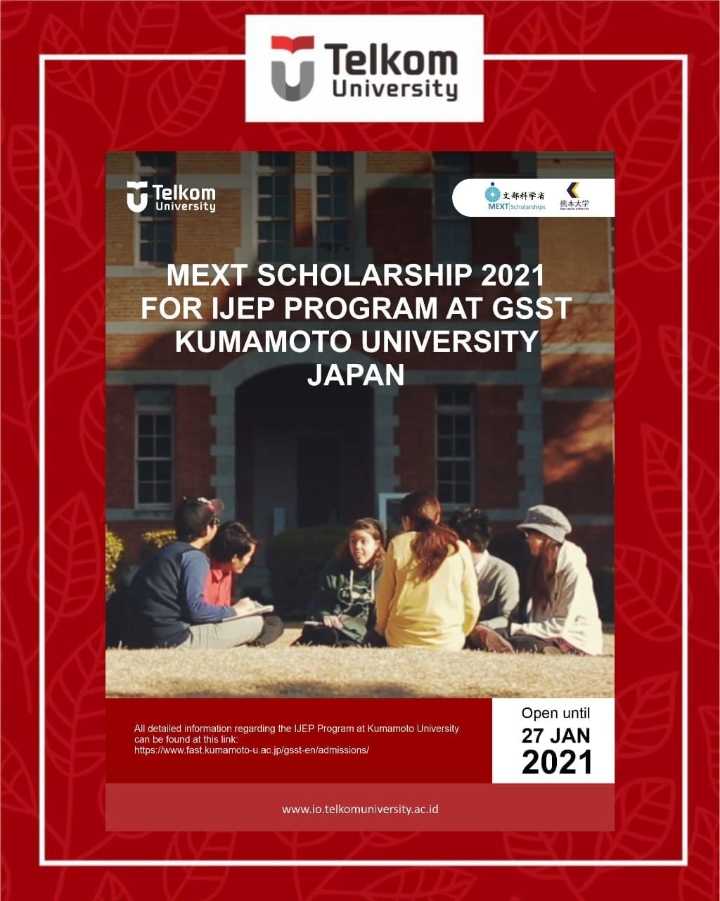 MEXT Scholarship 2021 for IJEP Program in Japan MEXT Scholarship 2021 for IJEP Program in Japan