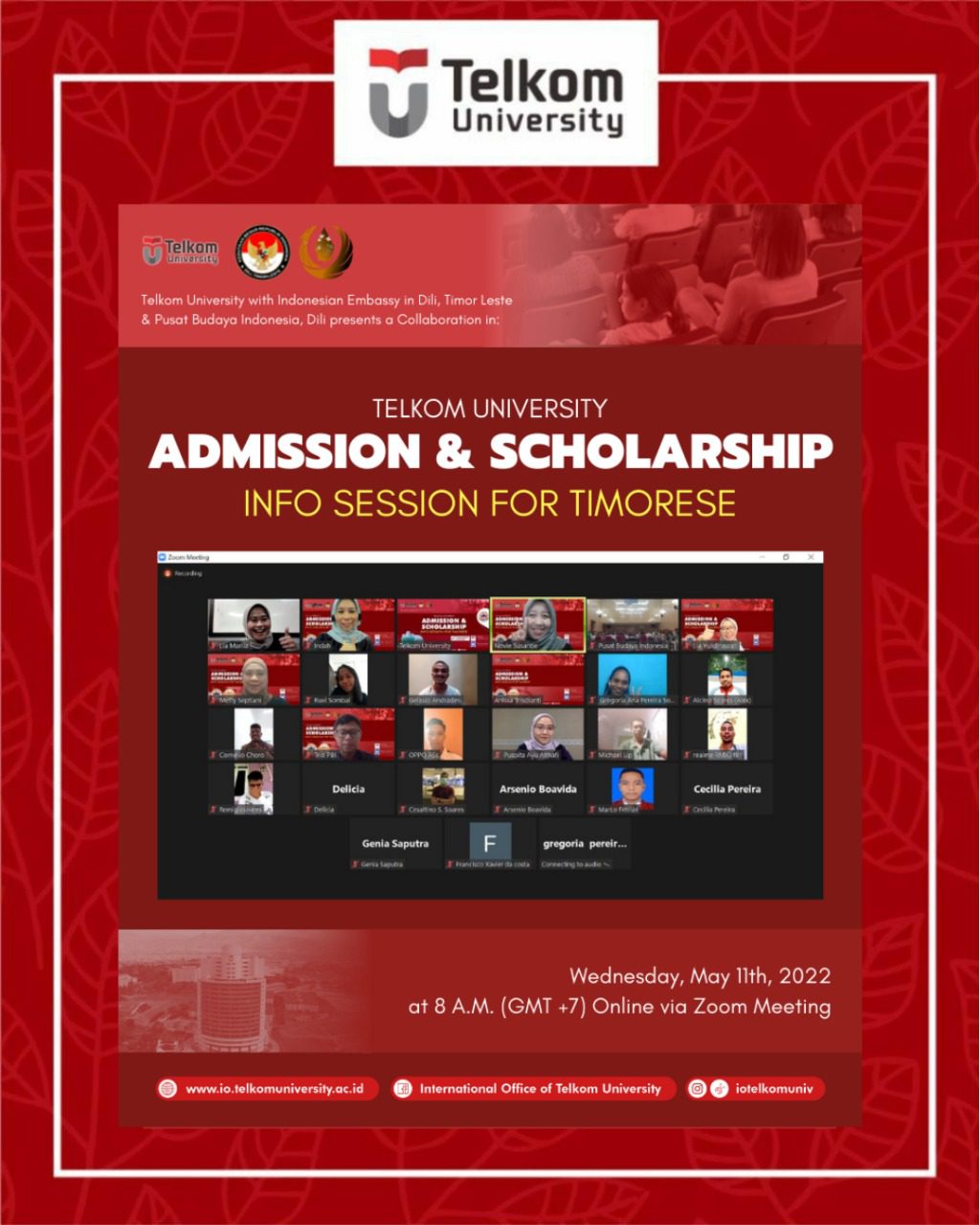 Admission & Scholarship Info Session for Timorese Admission & Scholarship Info Session for Timorese