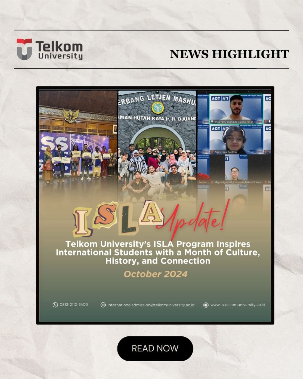 Telkom University’s ISLA Program Inspires International Students with a Month of Culture, History, and Connection Telkom University’s ISLA Program Inspires International Students with a Month of Culture, History, and Connection